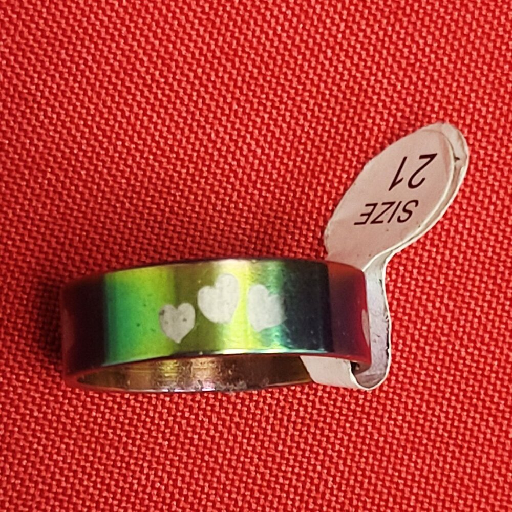 Stainless Steel Multi Color Hearts Ring Size 21 Unisex
